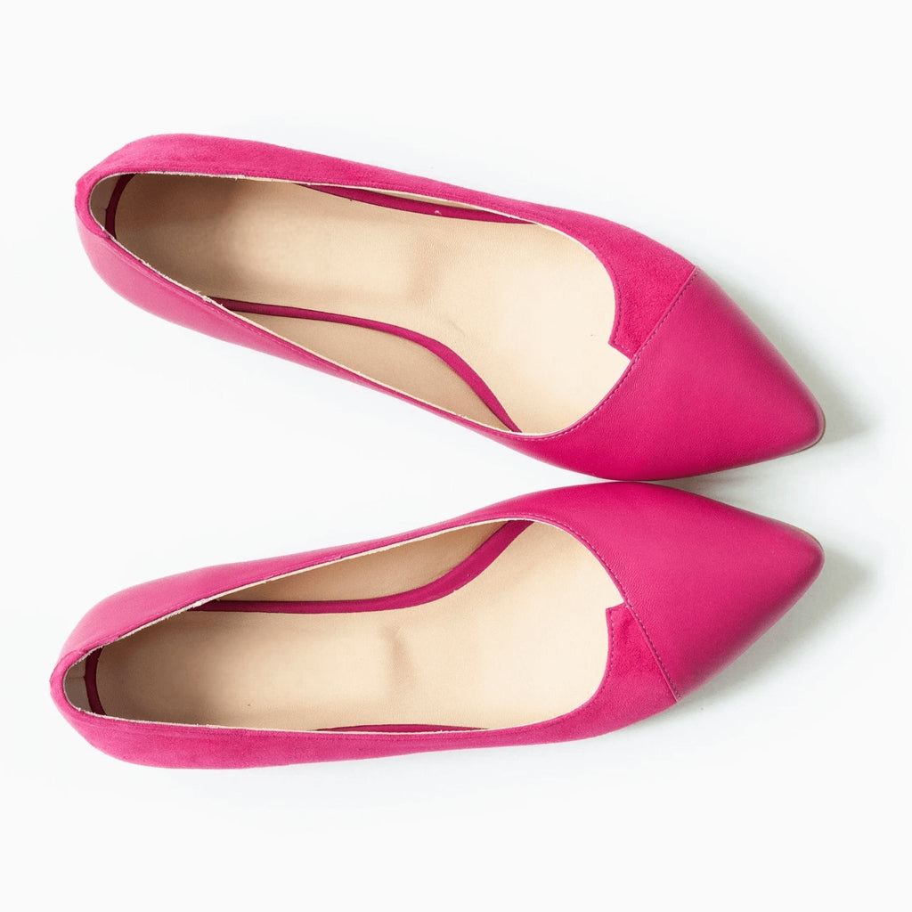 Balerini din piele naturala fuchsia D39 - orice culoare