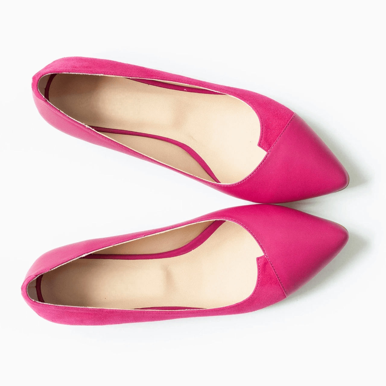 Balerini din piele naturala fuchsia D39 - orice culoare