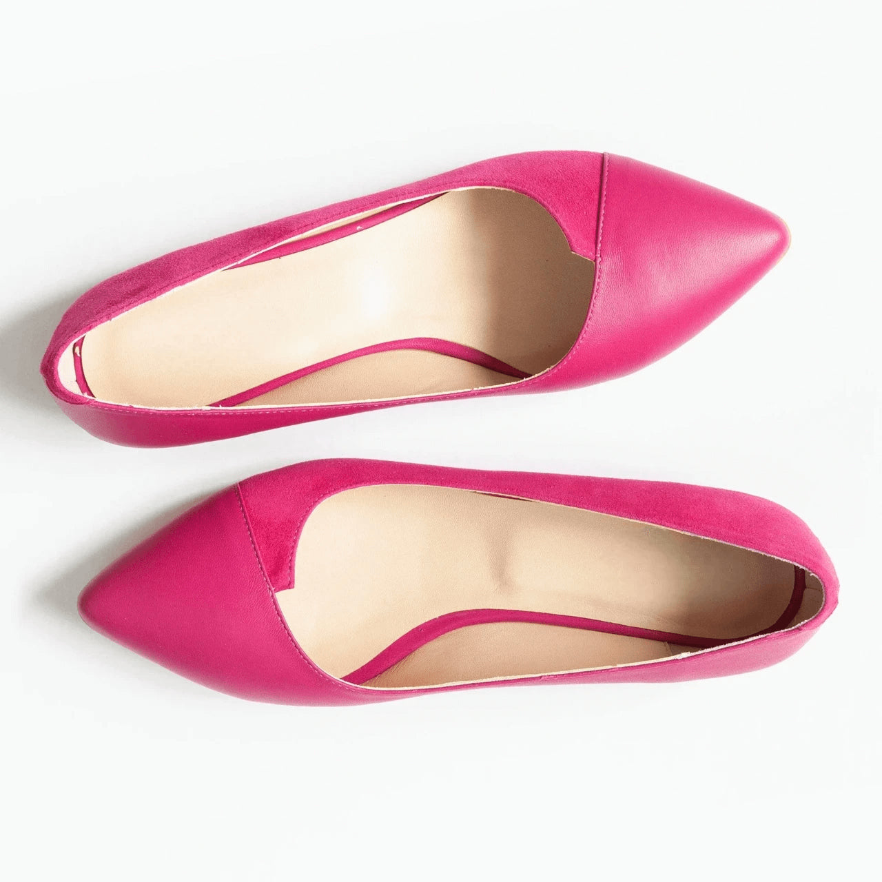 Balerini din piele naturala fuchsia D39 - orice culoare