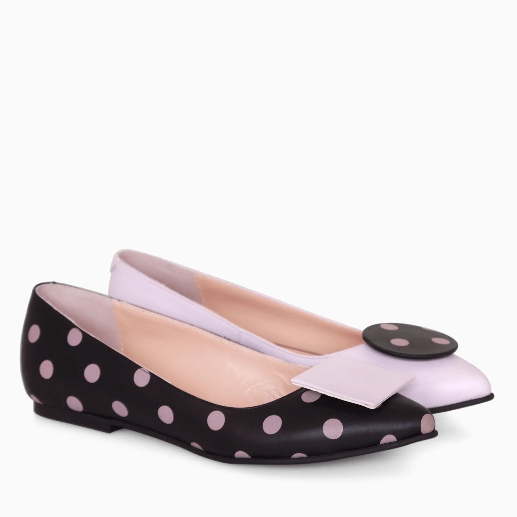 Balerini asimetrici din piele naturala roz D41 - orice culoare