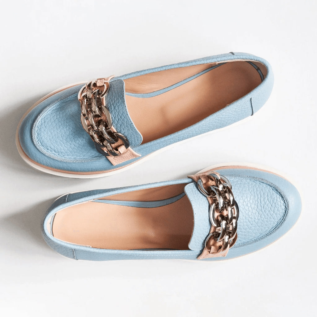Mocasini din piele naturala bleu D42 - orice culoare