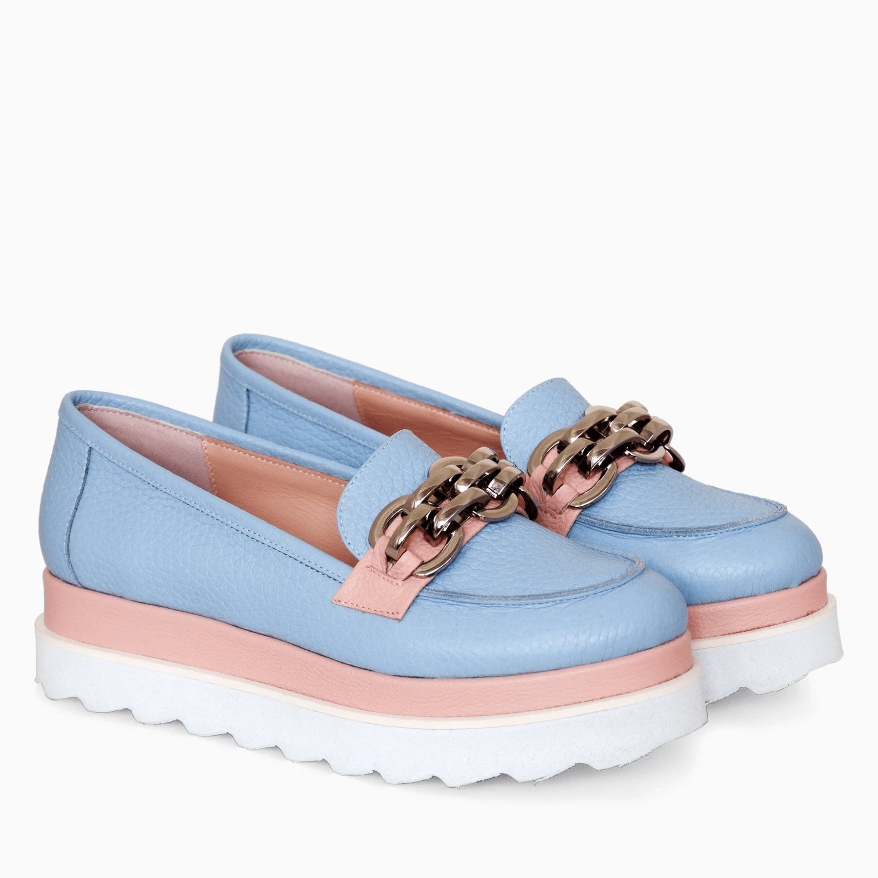 Mocasini din piele naturala bleu D42 - orice culoare