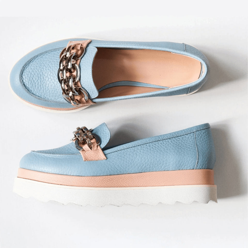 Mocasini din piele naturala bleu D42 - orice culoare