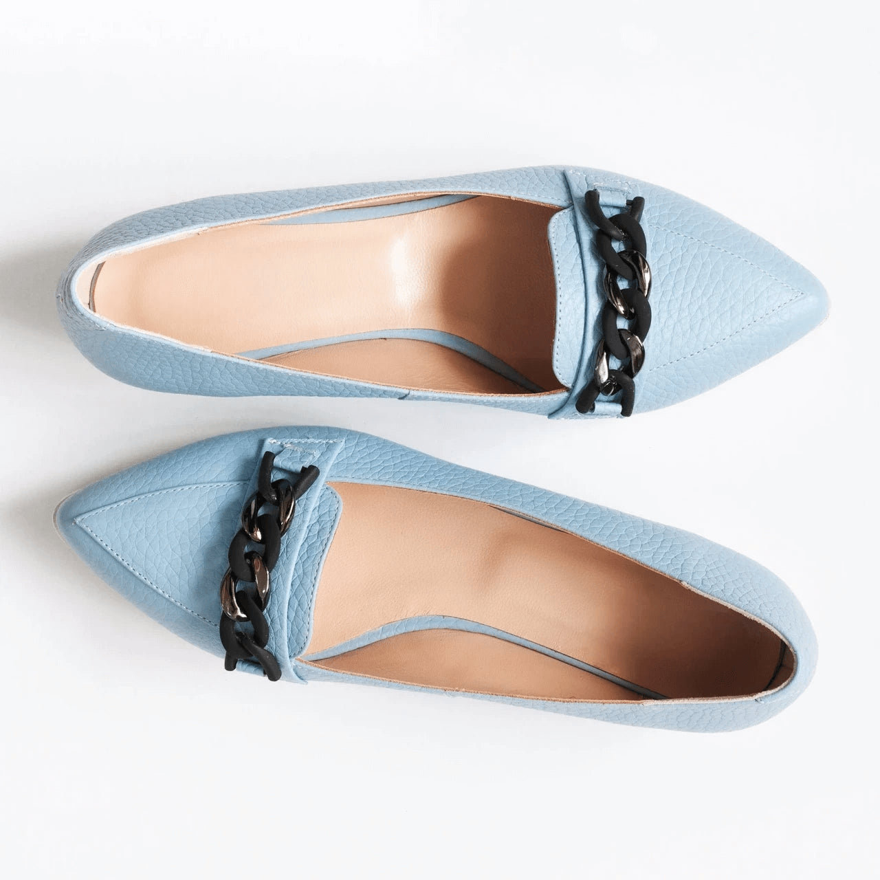 Balerini din piele naturala bleu D43 - orice culoare