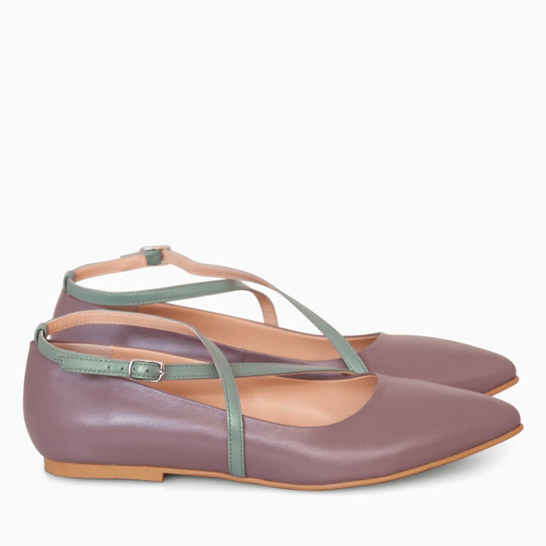 Balerini din piele naturala grej D46 - orice culoare