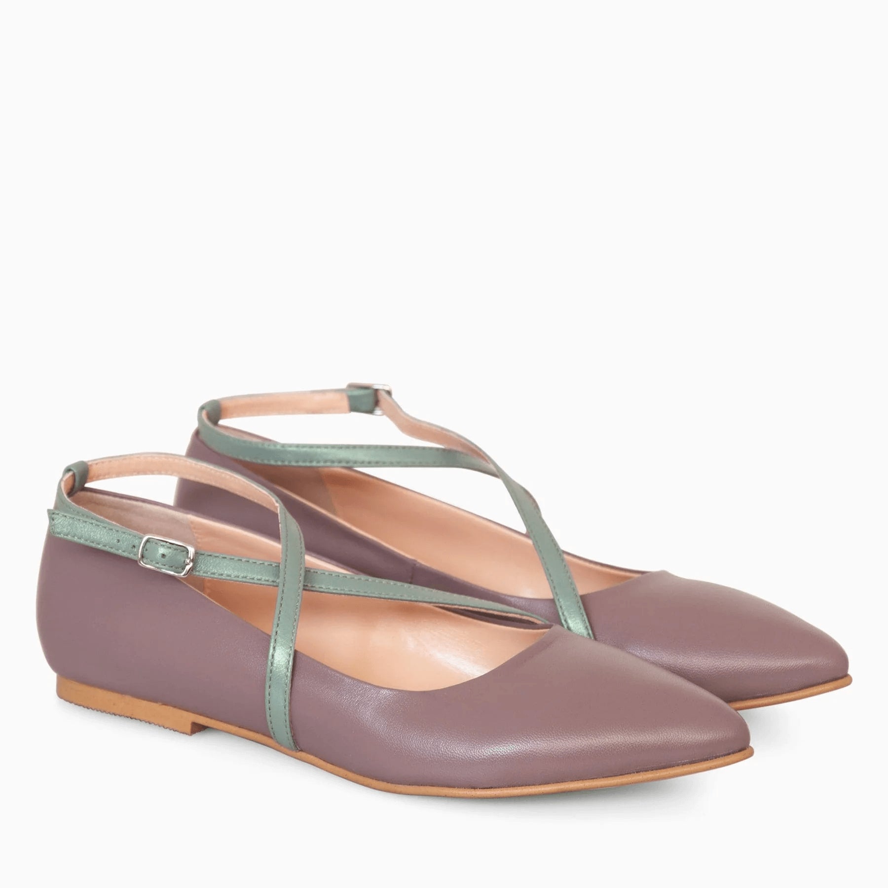 Balerini din piele naturala grej D46 - orice culoare