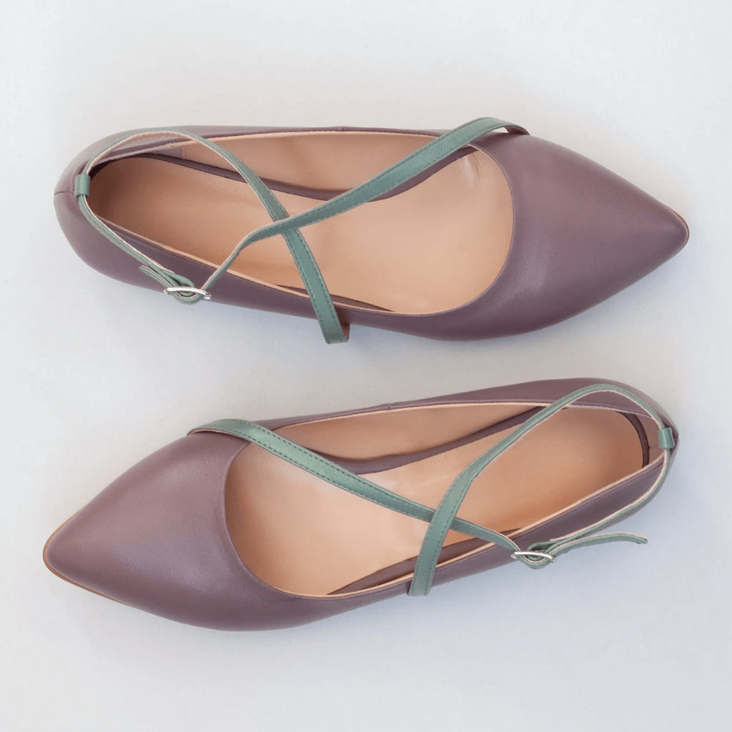Balerini din piele naturala grej D46 - orice culoare