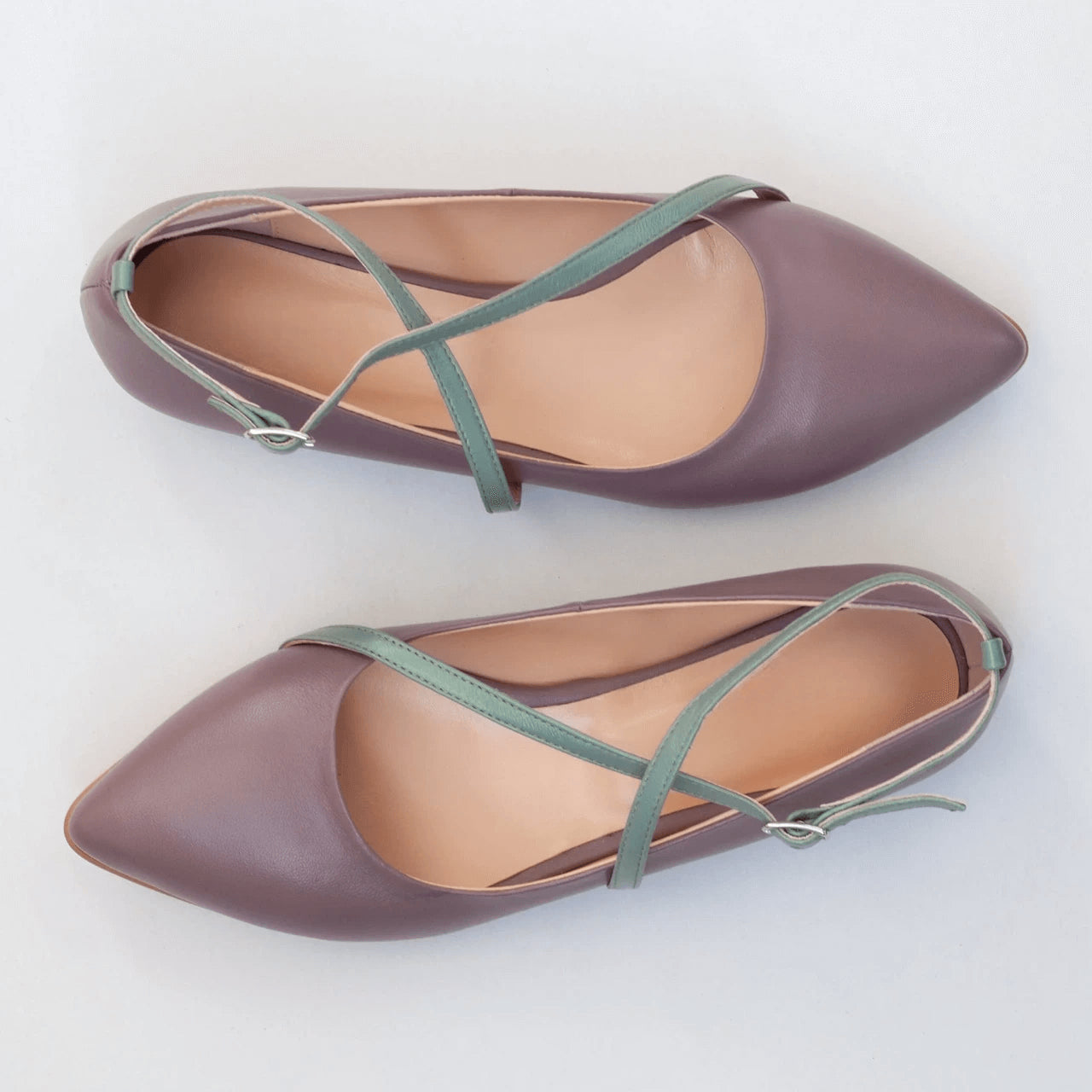 Balerini din piele naturala grej D46 - orice culoare