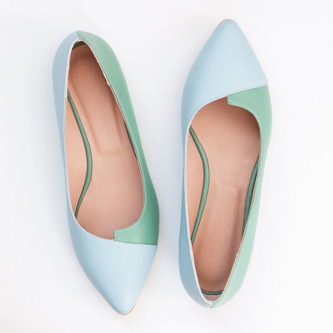 Balerini din piele naturala bleu D47 - orice culoare
