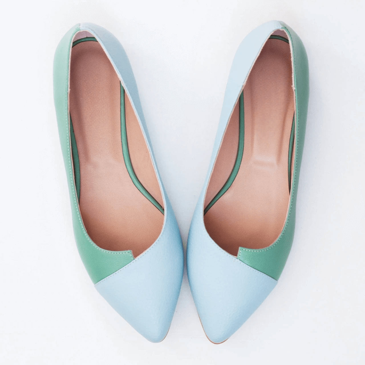 Balerini din piele naturala bleu D47 - orice culoare