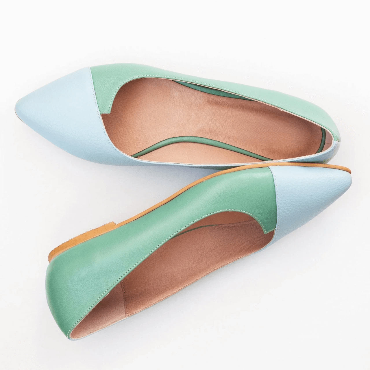 Balerini din piele naturala bleu D47 - orice culoare