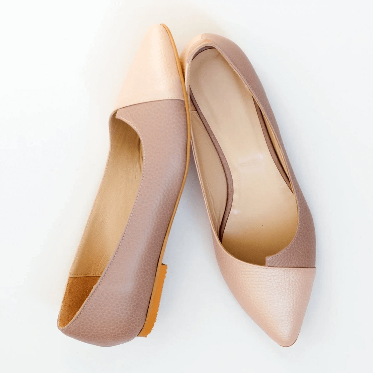 Balerini din piele naturala grej-roz D48 - orice culoare