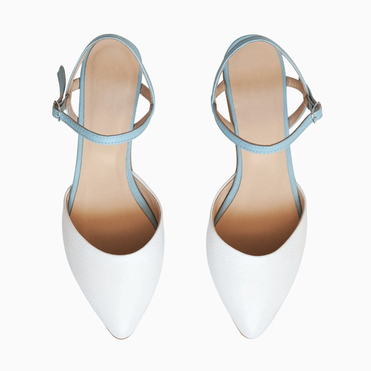 Balerini blue cu alb din piele naturala D7 - orice culoare