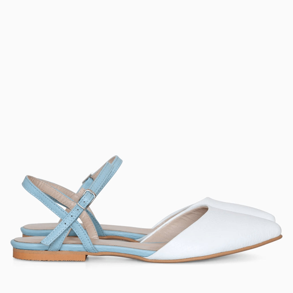 Balerini blue cu alb din piele naturala D7 - orice culoare