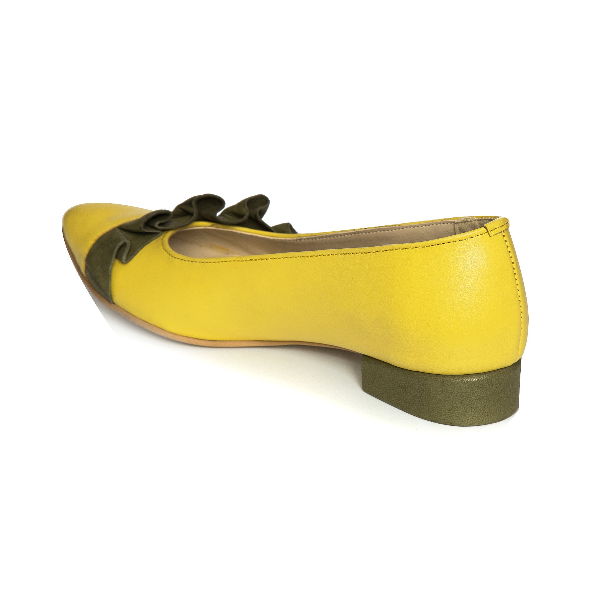 Balerini Piele Galben Evantai Verde V10 - Orice Culoare