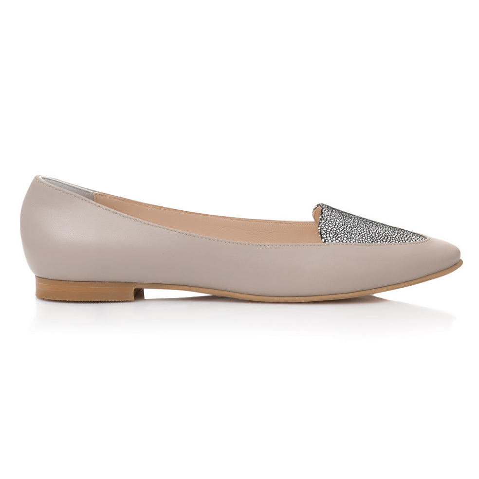 Balerini Piele Nude/Gri Estela - orice culoare
