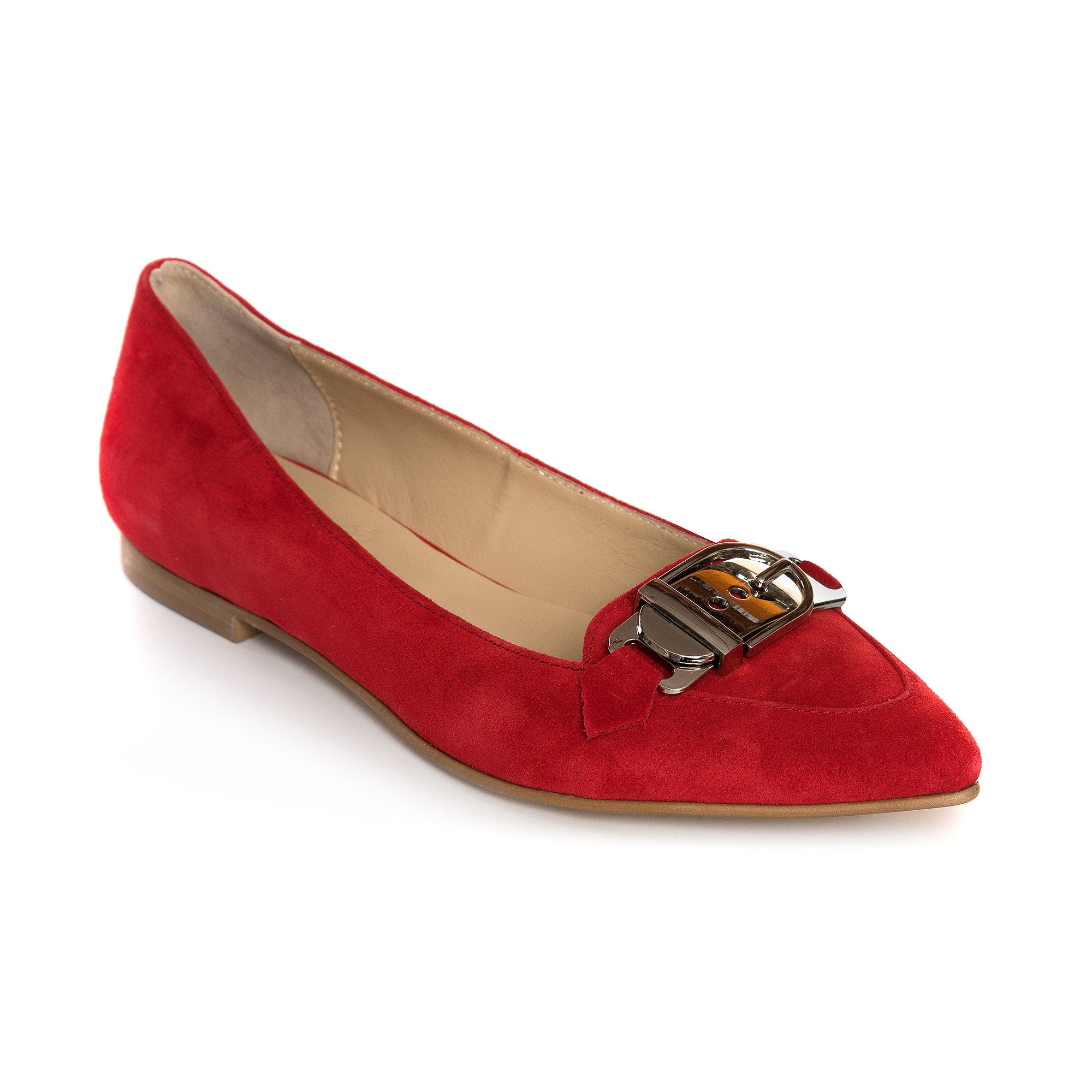 Balerini Piele Intoarsa Rosu Catarama E2 - Orice culoare