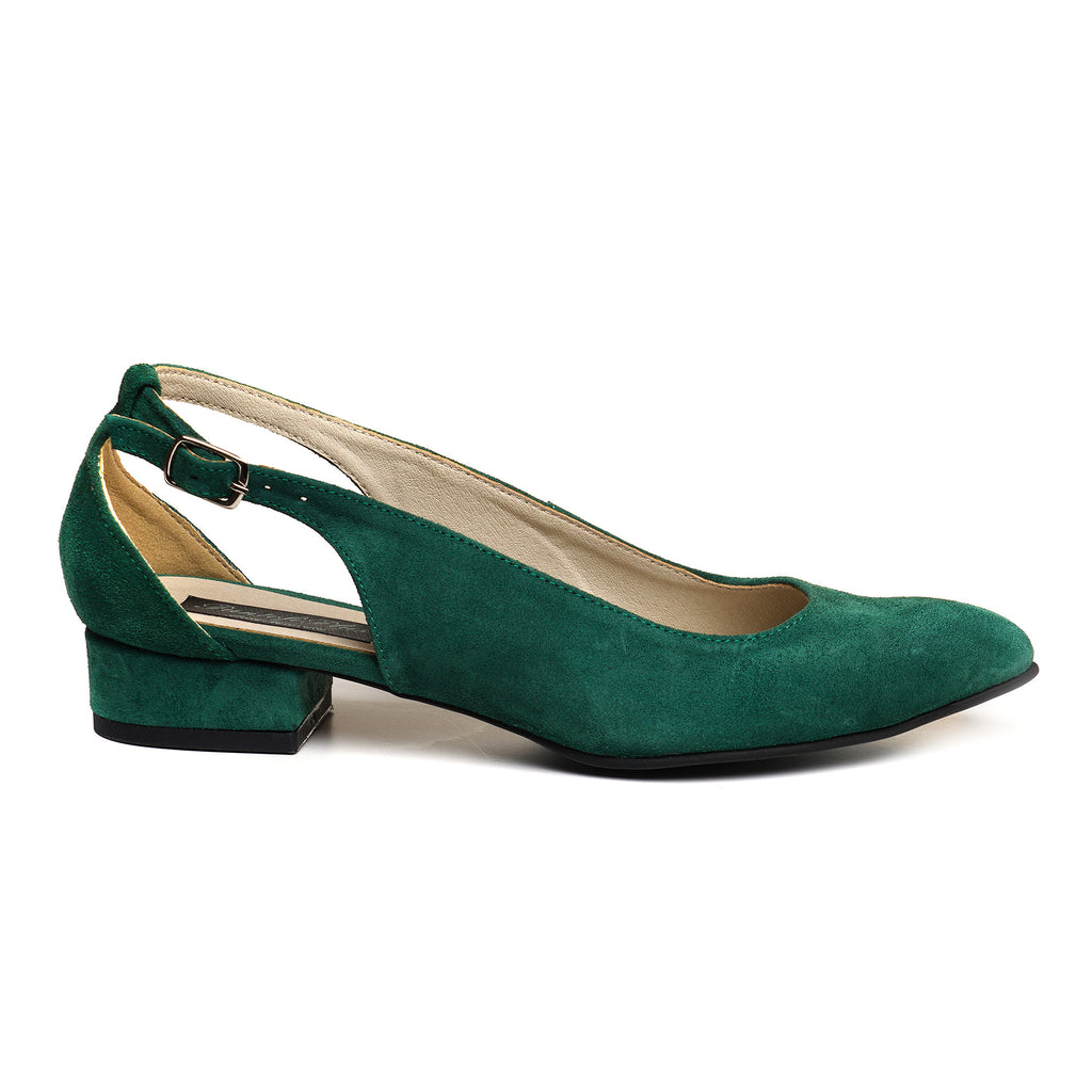 Pantofi Piele Intoarsa Verde Decupat Briana V20 - orice culoare