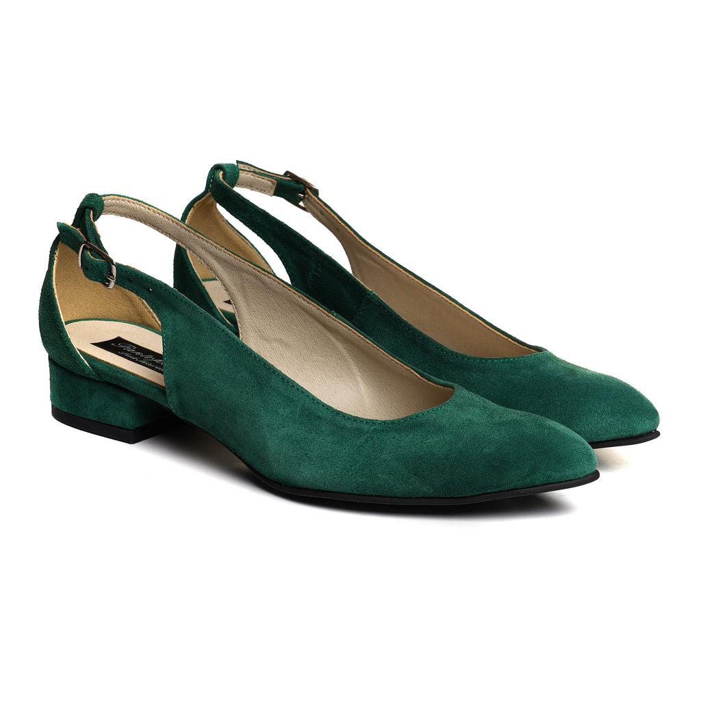 Pantofi Piele Intoarsa Verde Decupat Briana V20 - orice culoare