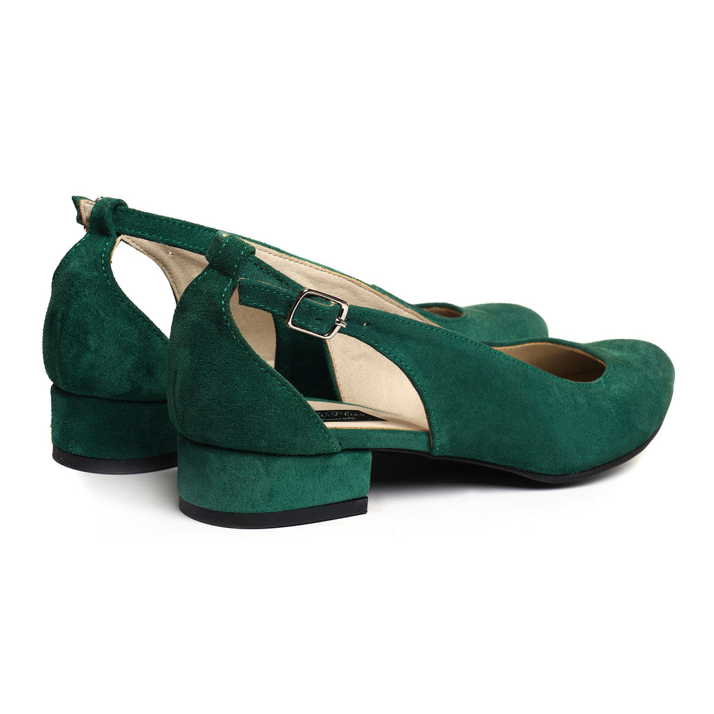 Pantofi Piele Intoarsa Verde Decupat Briana V20 - orice culoare