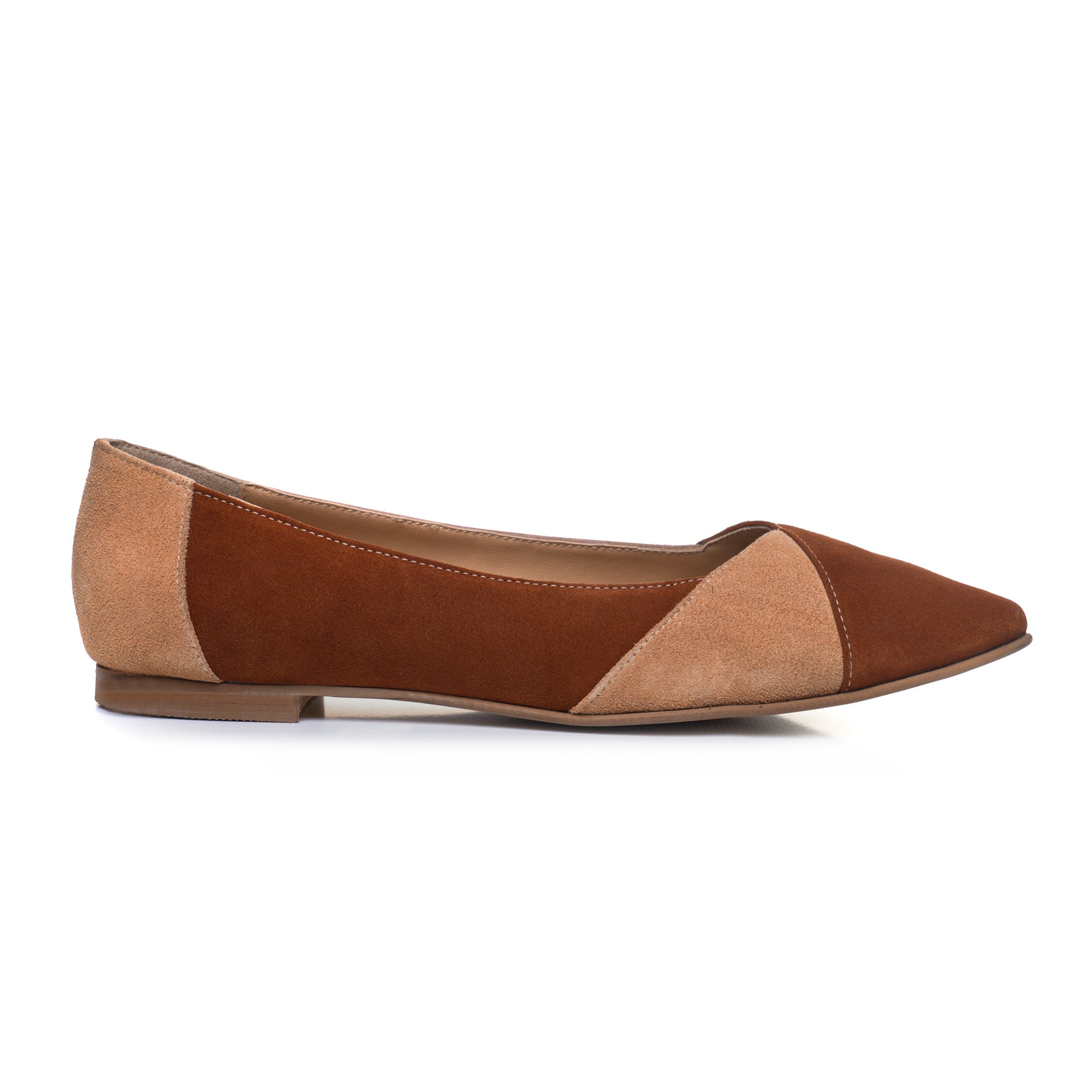 Balerini Piele Intoarsa Bej/Maro E9 - Orice culoare