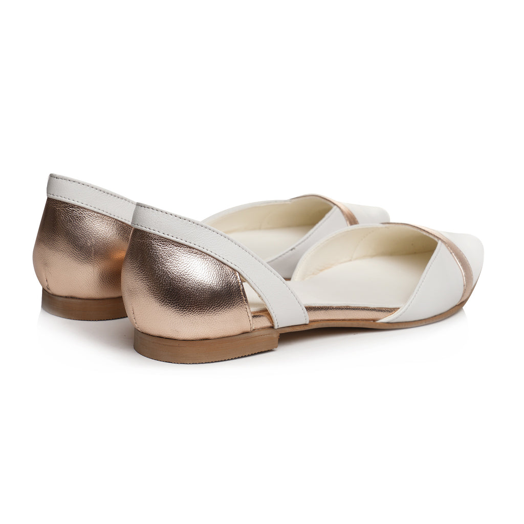 Balerini piele ivory/auriu light E15 - orice culoare