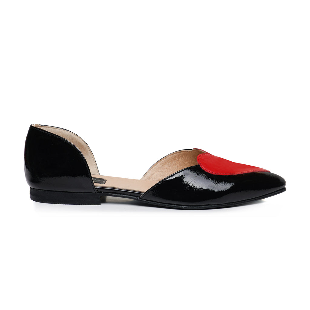 Balerini Piele Negru Inimia Rosie C1 - Orice culoare