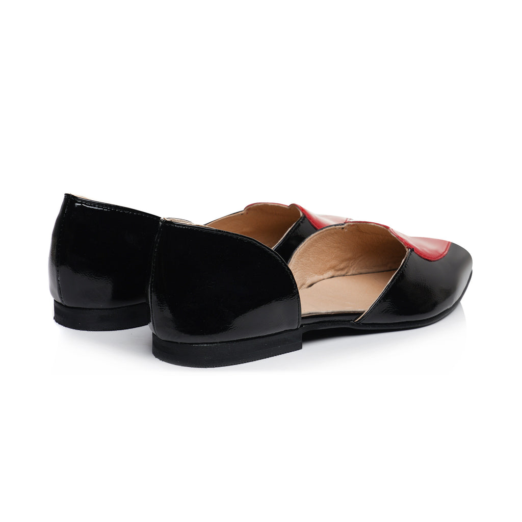 Balerini Piele Negru Inimia Rosie C1 - Orice culoare