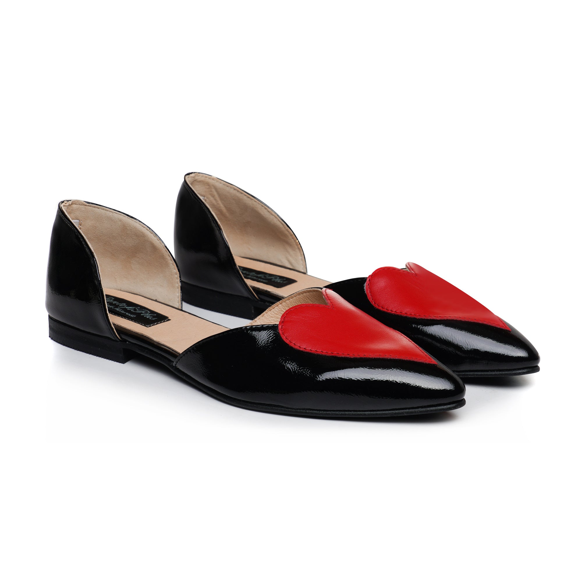 Balerini Piele Negru Inimia Rosie C1 - Orice culoare