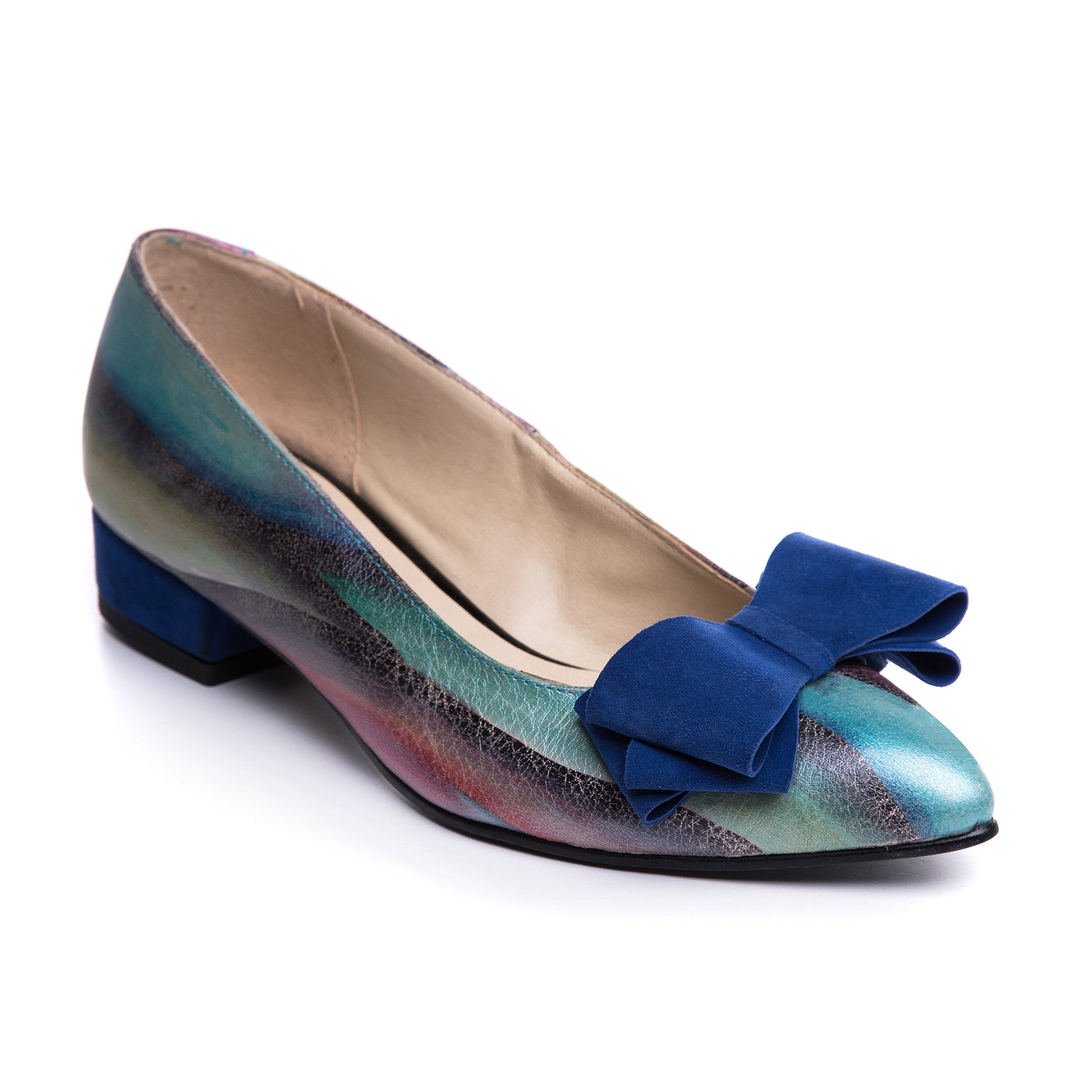 Balerini Piele Multicolor Funda Albastru V11- Orice Culoare- Orice Culoare