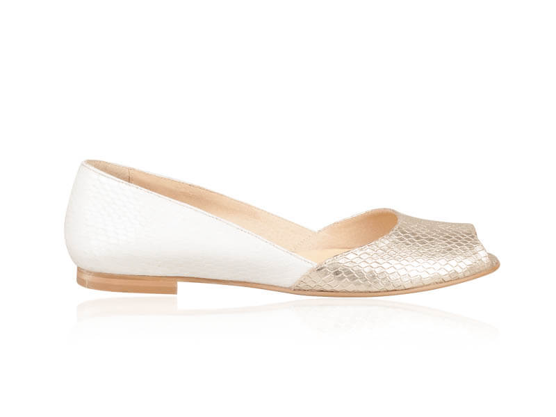 Balerini piele alb cu auriu Trevor - orice culoare