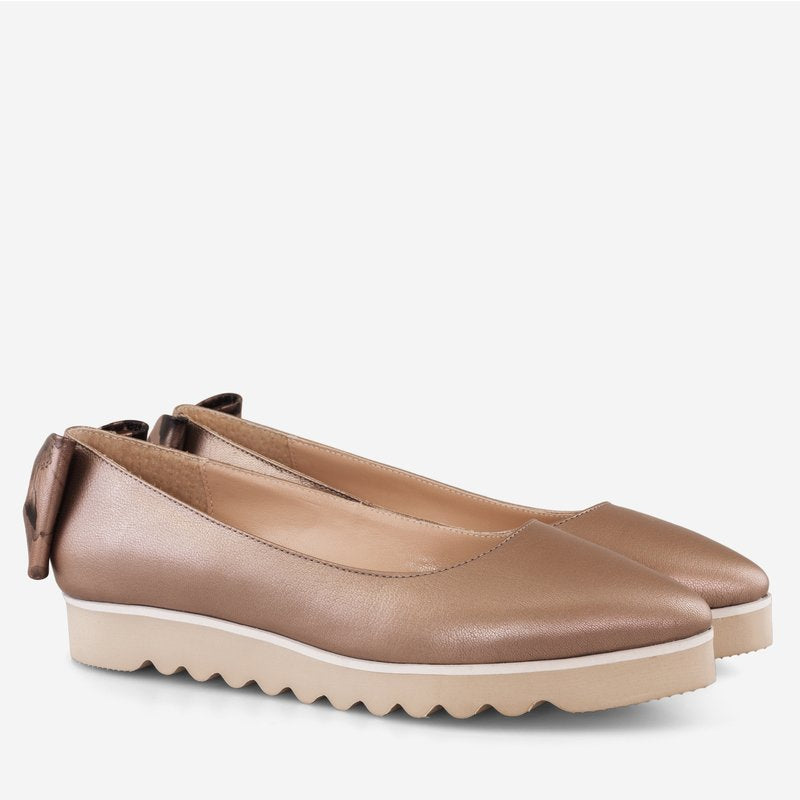Balerini piele bronz varf ascutit D12 - orice culoare