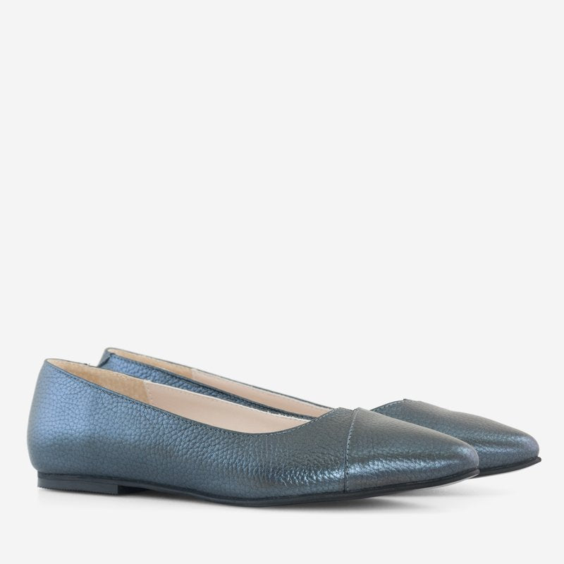 Balerini Piele Verde/Gri Sidef Riana  D15 - orice culoare