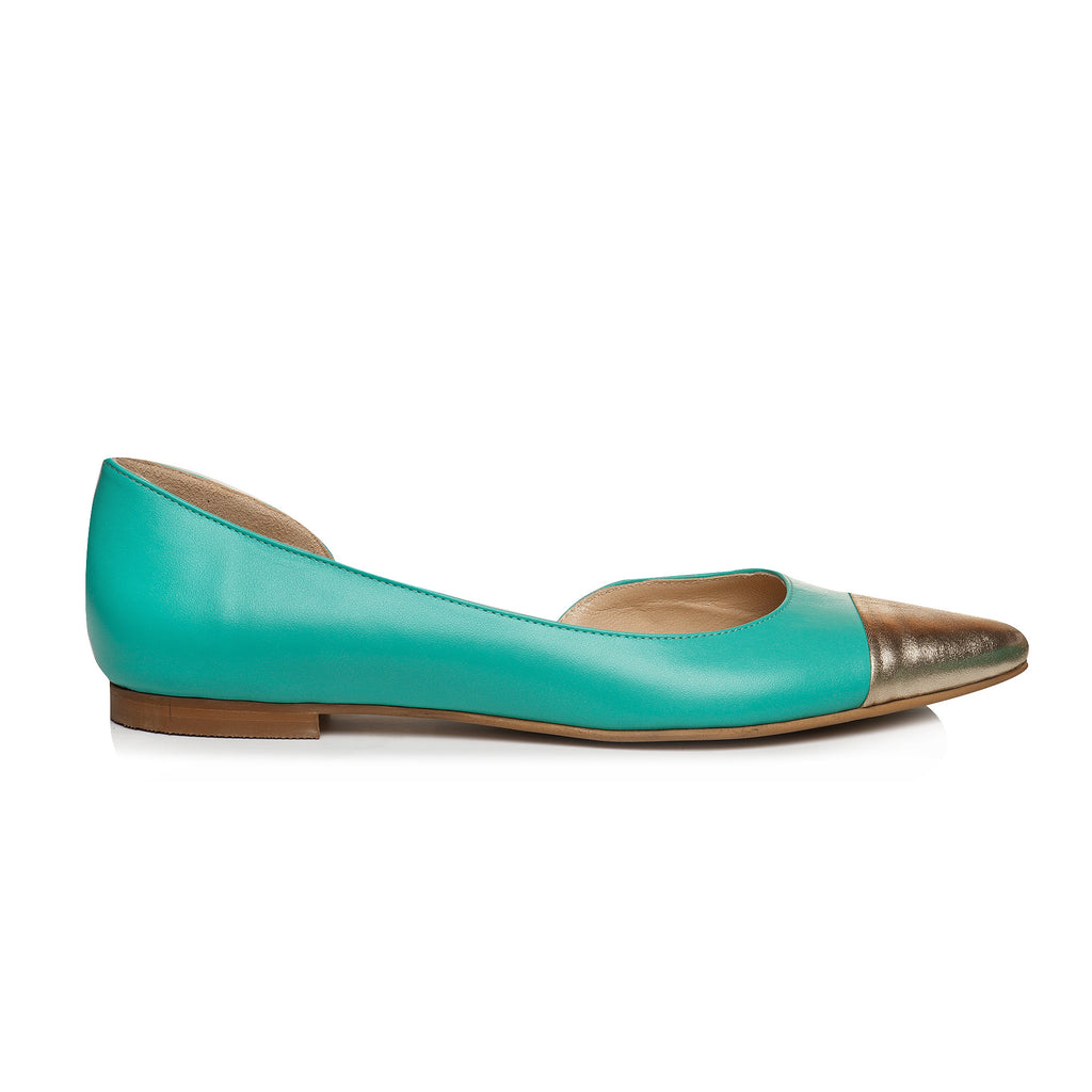 Balerini piele Verde/auriu Clara E12- orice culoare