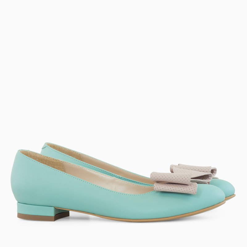Balerini Piele  verde menta funda bej D15 - orice culoare