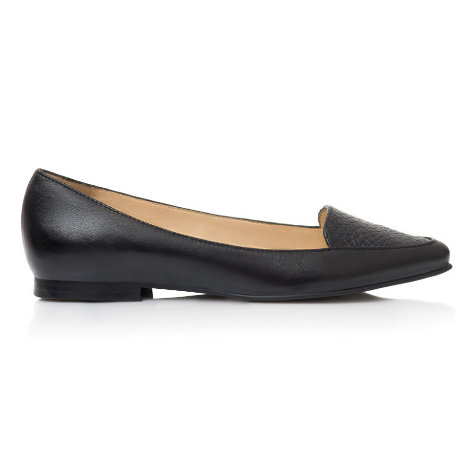 Balerini Piele Negru/Imprimeu Estela - orice culoare