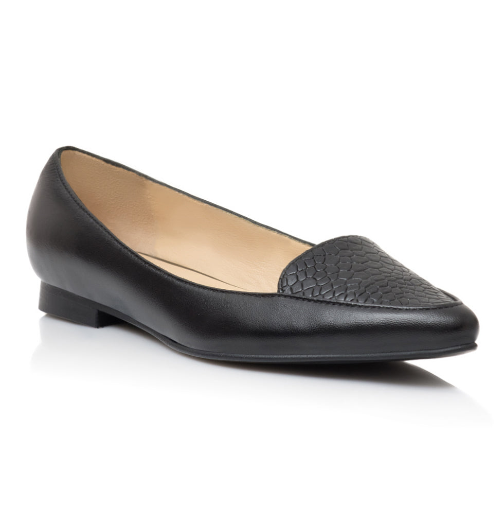 Balerini Piele Negru/Imprimeu Estela - orice culoare