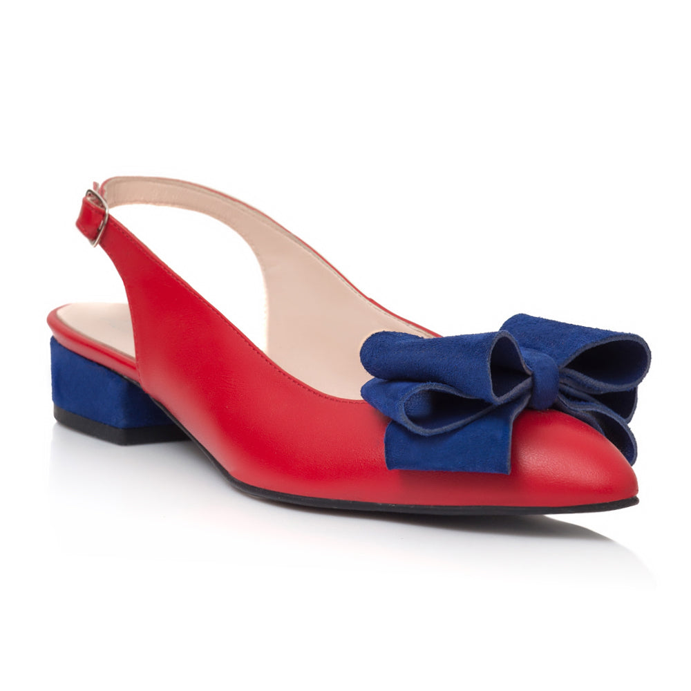 Balerin Piele Rosu/Albastru Taisia Decupat V2 - orice culoare