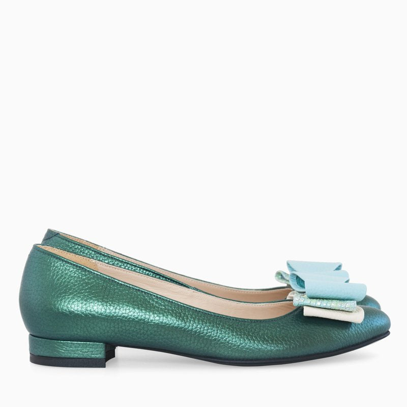 Balerini piele verde sidef Briana - orice culoare