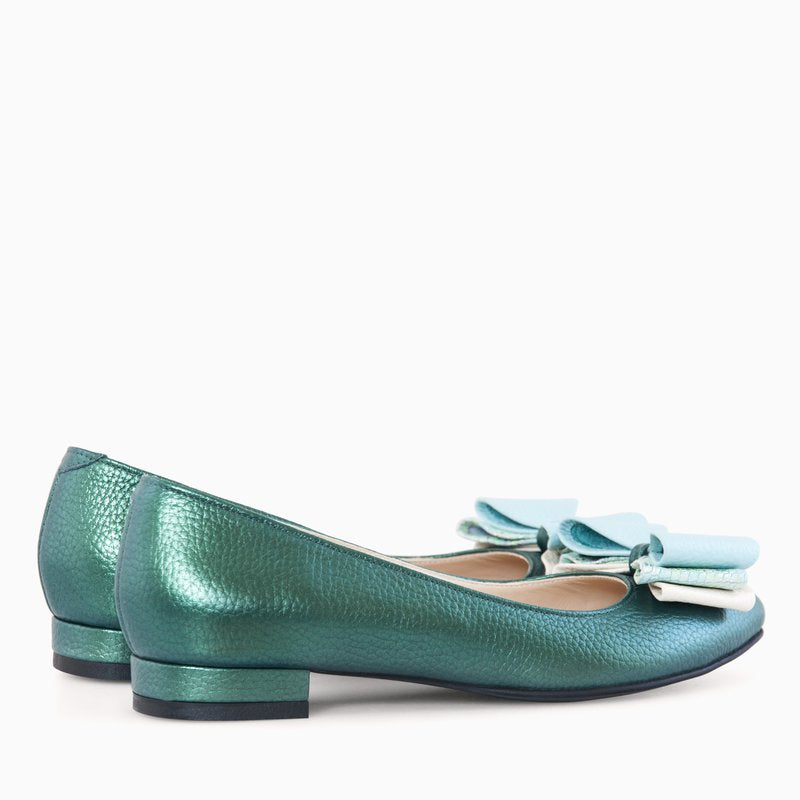 Balerini piele verde sidef Briana - orice culoare