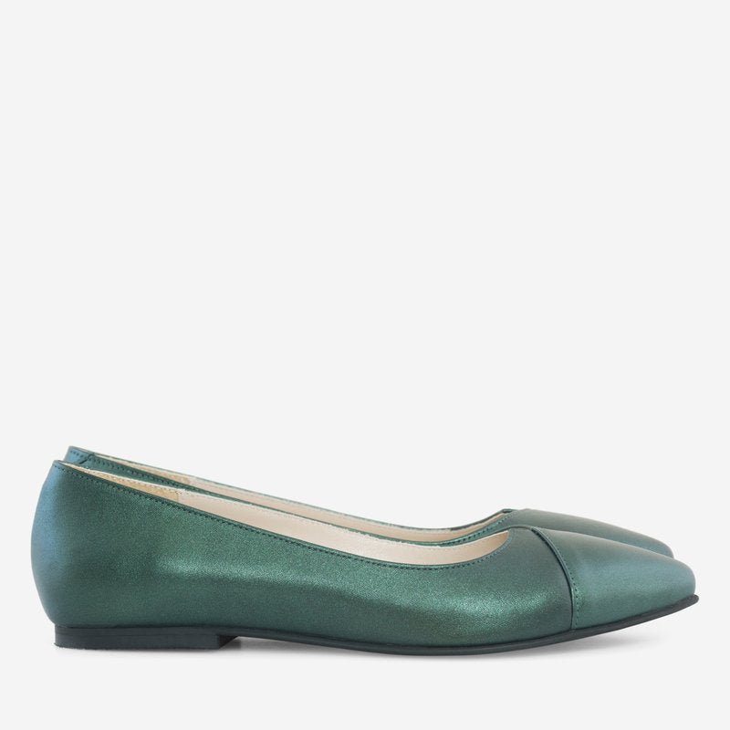 Balerini Piele Verde/Gri Sidef Riana  D15 - orice culoare