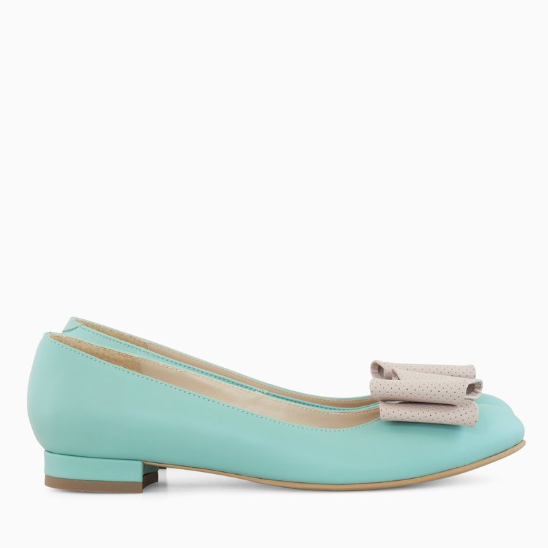 Balerini Piele  verde menta funda bej D15 - orice culoare