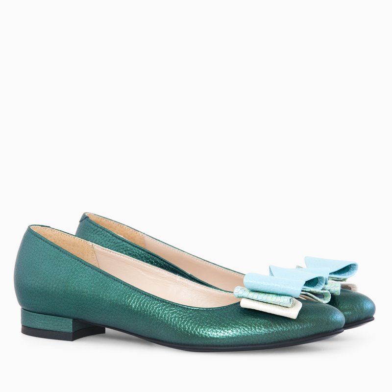 Balerini piele verde sidef Briana - orice culoare