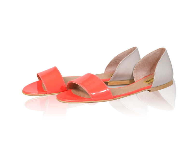 Sandale dama talpa joasa Chic - Piele naturala Corai