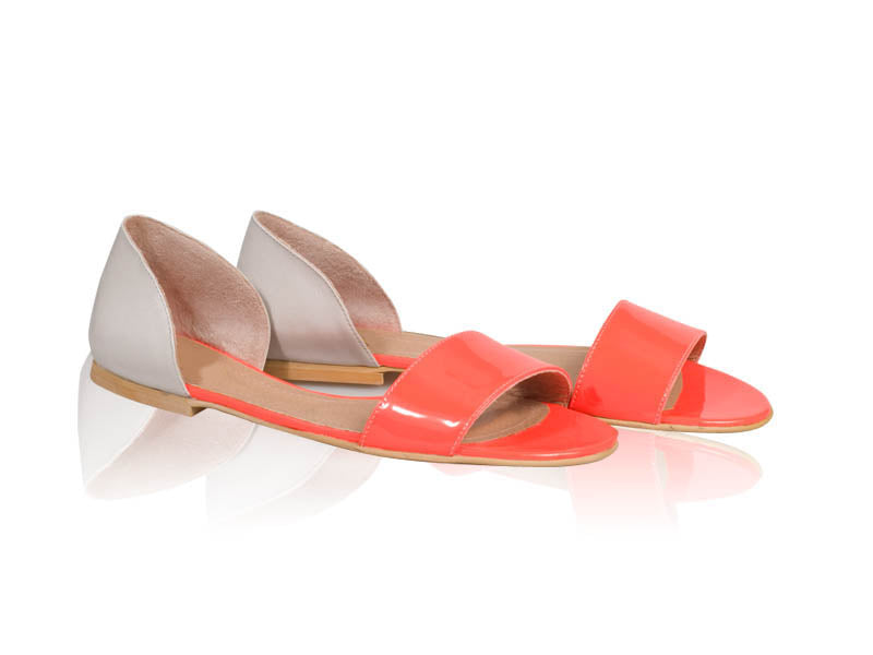Sandale dama talpa joasa Chic - Piele naturala Corai