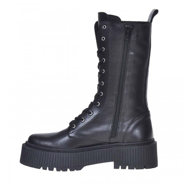 Bocanci piele naturala negru cu platforma S37 -  Orice Culoare