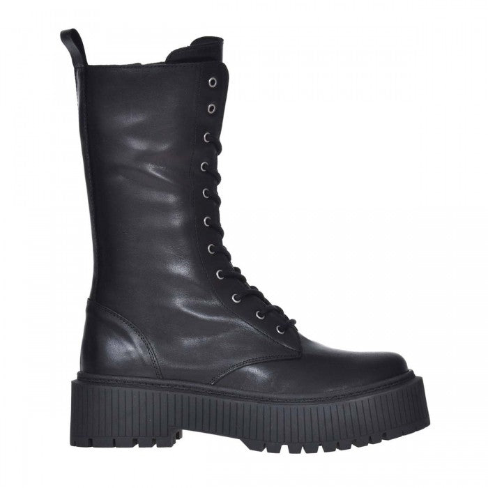 Bocanci piele naturala negru cu platforma S37 -  Orice Culoare