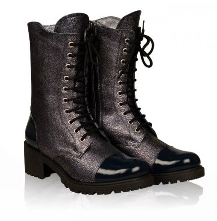 Bocanci dama piele metalizat Midnight Winter - orice culoare