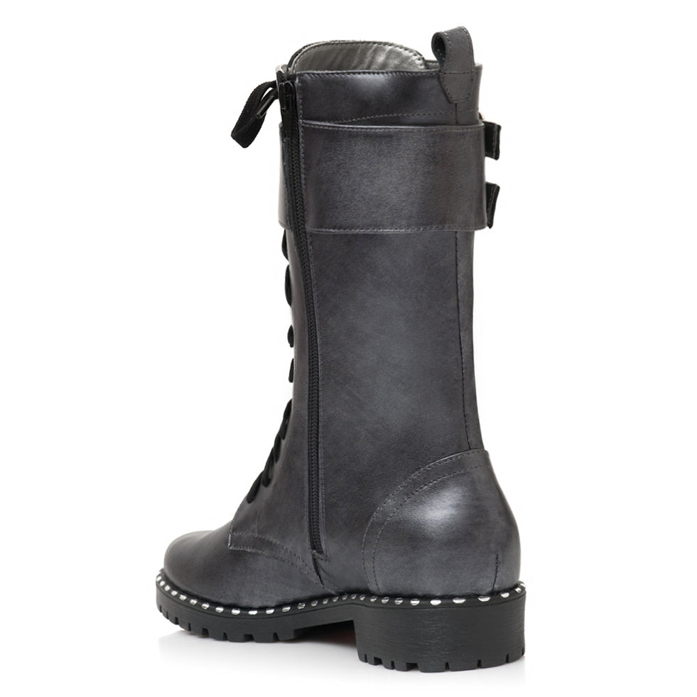 Bocanci Dama Piele Argintiu  Inchis  E15 - orice culoare