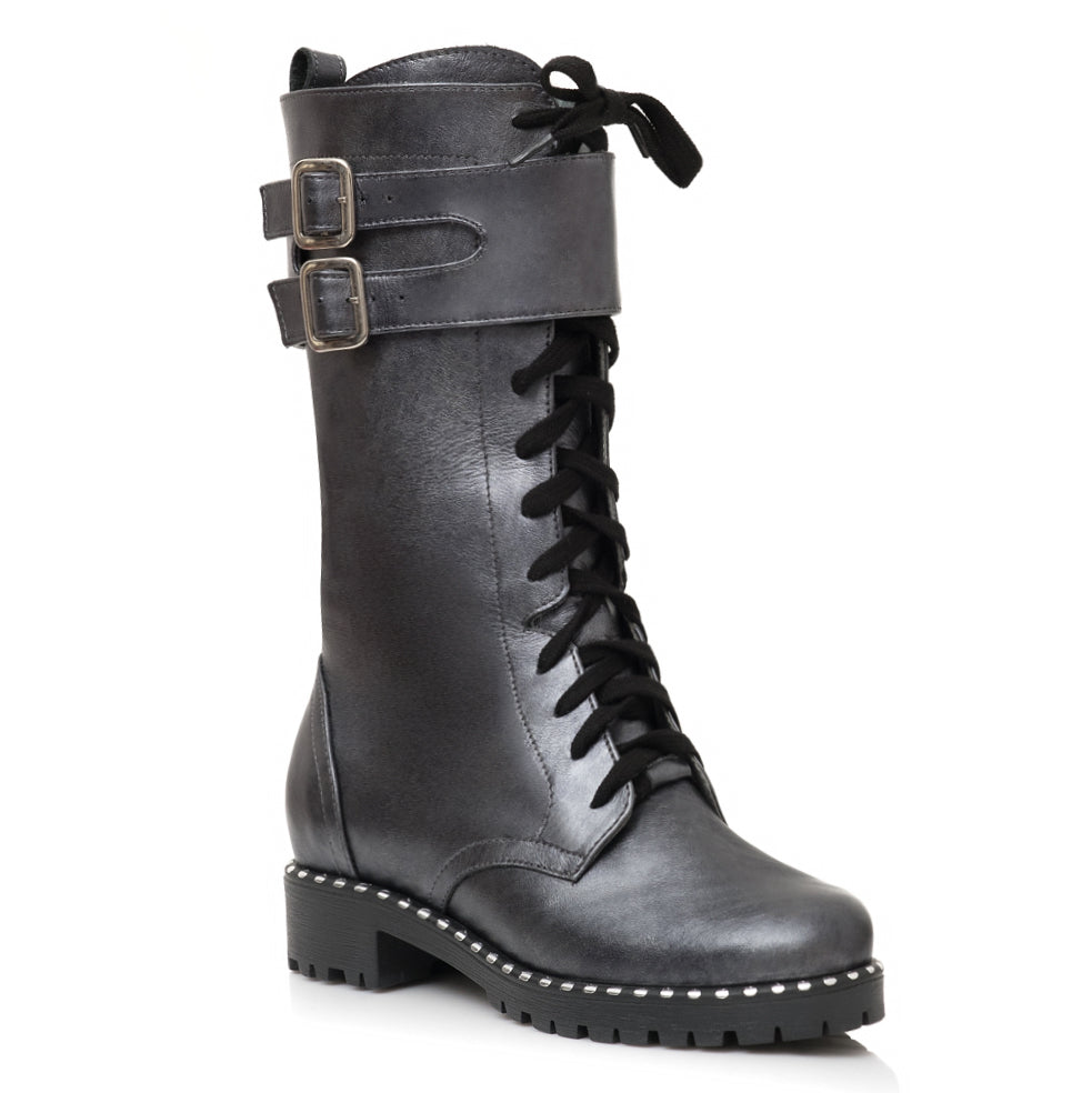 Bocanci Dama Piele Argintiu  Inchis  E15 - orice culoare